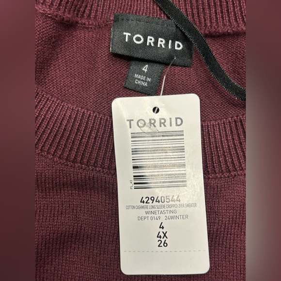 Torrid preppy cozy chic plus size burgundy sweater with plaid ruffle hem NWT 4X - Picture 10 of 10